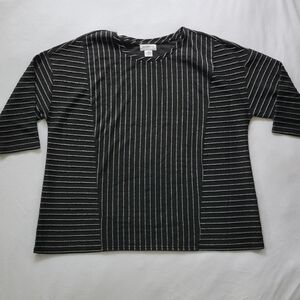 Liz Claiborne Black and Silver Striped Top